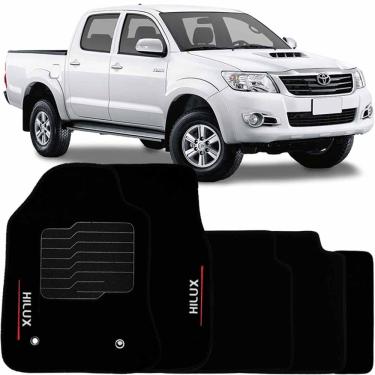Imagem de Tapete Carpete Hilux 2006 à 2015 Preto Logo Bordado Jogo 5 Peças Automotivo Soft