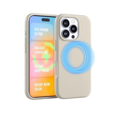 Imagem de FELONY CASE - Capa para Apple iPhone 16 Pro - Capa para celular MagSafe, silicone líquido, cor neutra com forro de microfibra antiarranhões, aderência antiderrapante e proteção à prova de choque de