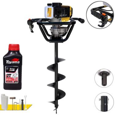 Imagem de Perfurador de Solo PSL517 à Gasolina 51,7CC 1,8HP com Broca 80x20CM Espiral Simples Ama...