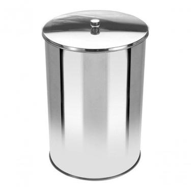 Imagem de Lixeira Office Redonda com Tampa 5L em Aço Inox para Escritório com Design Compacto Inox