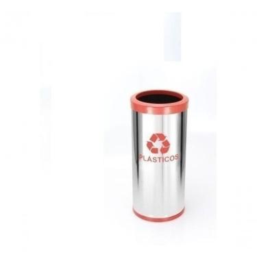 Imagem de Lixeira em Aço Inox 22l Coleta Seletiva com Aro Plastico 22L Abertura Superior Inox Hig...