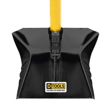 Imagem de Pá de Lixo Aço 20x19 e 5cm com Cabo 65cm para Limpeza Doméstica em Metal Resistente Preto Dtools