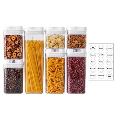 Imagem de Kit de Potes Herméticos Kit de Acrílico 7 Peças Multiuso para Organização de Alimentos...