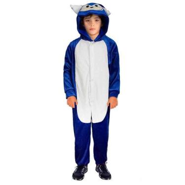 Imagem de Pijama Infantil Sonic de Inverno Quentinho Sonic Macacão Com Capuz - F