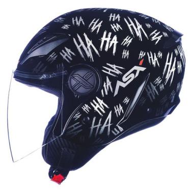 Imagem de Capacete Masculino Asx Aberto City Air Fun Haha Moto, PRETO BRANCO, 58