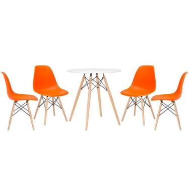 Imagem de Laraz, Mesa redonda Eames 70 cm + 4 cadeiras Eiffel DSW
