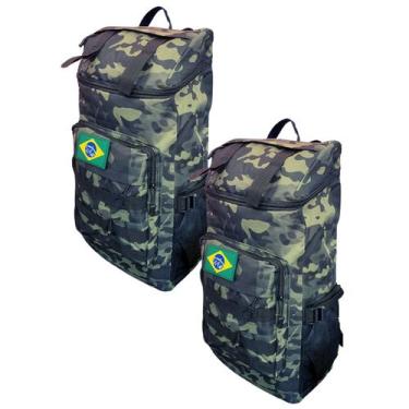Imagem de kit 2 mochila militar reforçada 50l resistente camping masculina assau