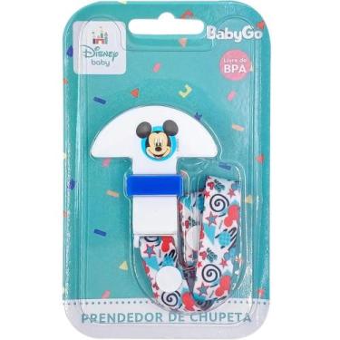Imagem de Prendedor de Chupeta BabyGo Universal PP Fita Colorida Mickey