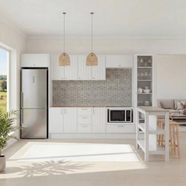 Imagem de Cozinha Modulada 10 Peças sem Tampo com Cristaleira e Ilha Marselha CabeCasa MadeiraOri...