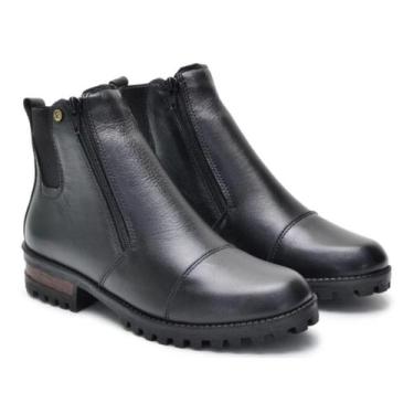 Imagem de Bota Sandia Camillo Coturno Couro Fecho Duplo BT-054, Preto, 37
