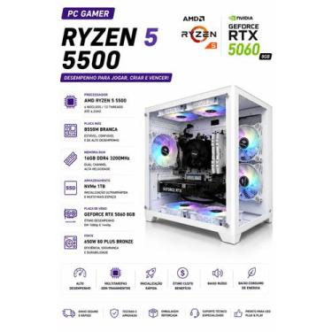 Imagem de PC Computador Gamer Ryzen 5 5500 B450 16gb DDR4 Ssd 1tb Rtx 5060 8gb -
