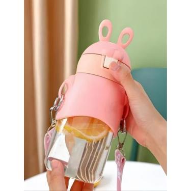 Imagem de Garrafa Infantil Plástica Coelho Alça Decorada 600ml Hello Rabbit B57-