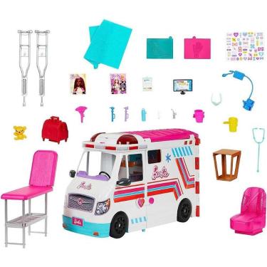Imagem de Barbie Profissões Ambulância de Cuidados Médicos Veículo Transformável com Luzes e Sons Rosa Mattel