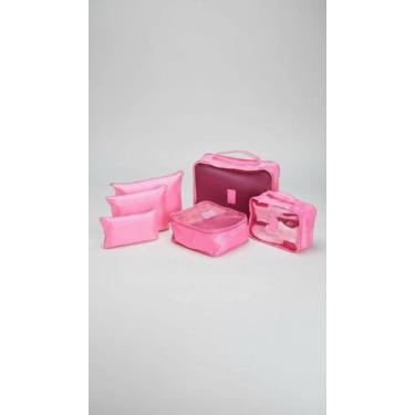 Imagem de Kit Organizador Mala Viagem 6 Pçs Necessaire Rosa - Congratulations St