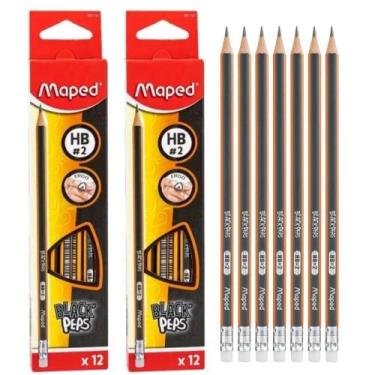 Imagem de Lapis Preto Triangular Com Borracha Modelo Black Peps Hb2 Maped, 24