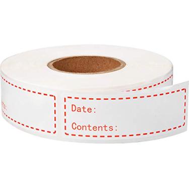 Imagem de 500 etiquetas de congelador de alimentos 1 x 3 polegadas autoadesivas removíveis de armazenamento de geladeira rótulos de data de alimentos, fácil de limpar, sem resíduos, Vermelho