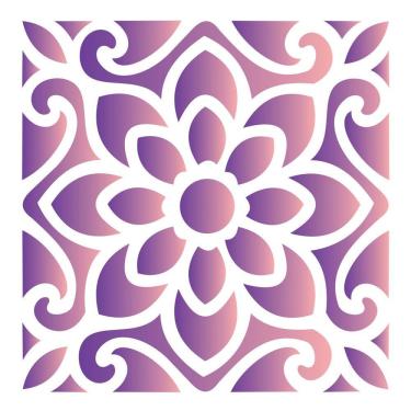 Imagem de Estêncil Para Pintura Simples 10X10 Ladrilho Flor - Opa1712 - Opa