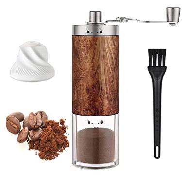 Imagem de Moedor manual de café com montagem de aço inoxidável cônico rebarba - moedor de café manual configuração ajustável interna, moedor de grãos de madeira mais rápido eficiência de moagem grossa para filtro de gotejamento de café