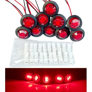 Imagem de 10 peças vermelhas 3 LEDs 12 V 3/4 polegadas LED marcador luzes galinha redondo reboque lâmpada de sinal lateral luzes para campista, trailer ATV UTV RV Van Pickup 12 V