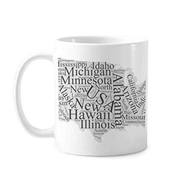 Imagem de Caneca America USA Map City Wordcloud cerâmica café porcelana xícara de café louça