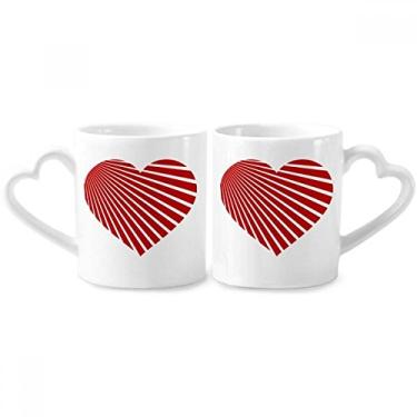 Imagem de Conjunto de canecas de porcelana para casais em formato de coração vermelho para dia dos namorados com alça de coração