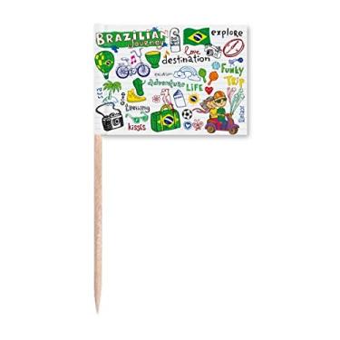 Imagem de Marcador de palito de dente Adventure Life Brazil Journey Brasil Topper Decoração de festa