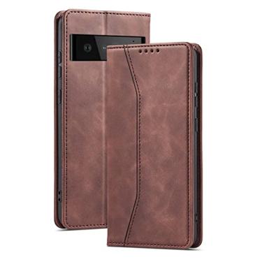 Imagem de YINGDAFENG Capa carteira para Google Pixel 7 PRO, capa flip de couro PU com slots para cartão recurso de suporte e proteção da câmera à prova de choque TPU para mulheres e homens, café