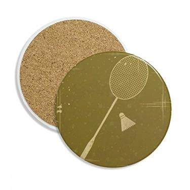 Imagem de Caneca esportiva Badminton estampa de ilustração porta-copos caneca de proteção de mesa pedra absorvente