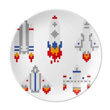Imagem de Space Ship Foguete Astronomia Pixel Placa Decorativa Porcelana Salver Prato de Jantar