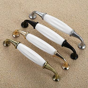 Imagem de Maçanetas de porta estilo antigo verde bronze puro branco cerâmica apertar a maçaneta moderna rural âmbar armário gaveta cômoda, rosa