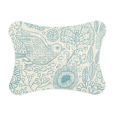 Imagem de Moldura de quebra-cabeça de pintura de plantas de pássaro de folha para decoração de imagem