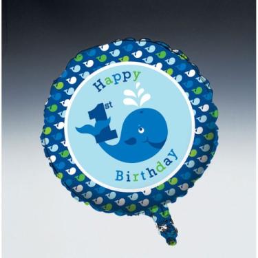 Imagem de Balão redondo de alumínio de Mylar de dois lados, para meninos de primeiro aniversário