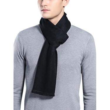 Imagem de FEOYA Cachecol quente de inverno para homens moda xadrez caxemira sensação masculina casual, Tipo-011, Tamanho Único