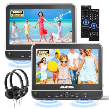 Imagem de ARAFUNA 10.5" Car DVD Player Dual Screen with 1080P HDMI Input, Portable DVD Player for Car Play The Same or Two Different Movies, Support USB/SD Card/Sync TV, Regions