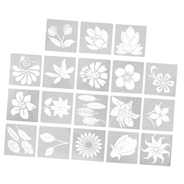 Imagem de TOPPERFUN Stencil Para Cartões 18 Pcs modelo recorte flor Stencil reutilizável Decoração casa com stencil flores pintar definir aluna o animal estimação branco