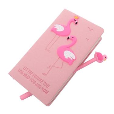 Imagem de NUOBESTY 2 Unidades Caderno Flamingo Caderno De Viajantes Bloco De Notas Do Diário Dos Desenhos Animados Presente De Viagem Diário e Caneta Cadernos Rosa Papel Aluna Definir Desenho Animado
