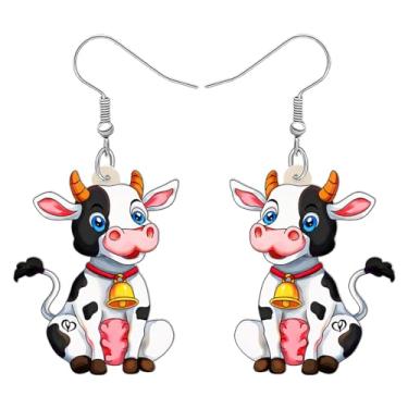 Imagem de RAIDIN Brincos de vaca de animais de fazenda fofos de acrílico para mulheres e meninas com desenho animado de gado, joias para presentes, Medium, Acrílico, Sem pedra preciosa