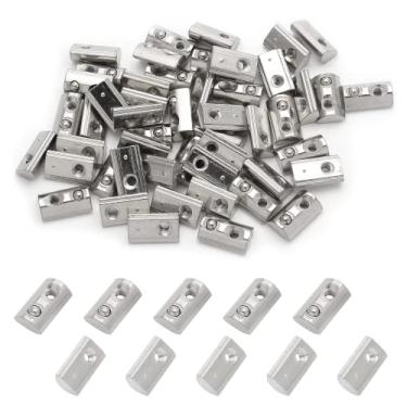 Imagem de Qjaiune 50 peças M3 Spring T Nut 2020 porcas T de extrusão de alumínio, porcas de mola em T roll-in, porcas de ranhura em T meia redonda M3 para impressora 3D, roteador CNC, série 2020 perfil de extrusão de alumínio com ranhura de 6 mm