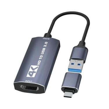 Imagem de dobestyou Placa de captura de vídeo HDMI 4K – Dispositivo de captura de jogos USB 3.0 para streaming, gravação e transmissão, 1080p 60fps, latência ultrabaixa, Plug & Play para OBS, PS5, Xbox, PC, Mac