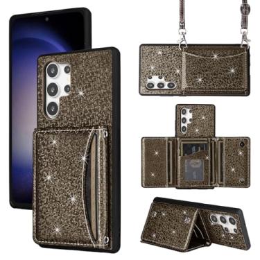 Imagem de Furiet Capa carteira para Samsung Galaxy S24 Ultra 5G com alça de ombro 6 compartimentos para cartão fina e fina com suporte para cartão com glitter brilhante para S24Ultra 24S S 24 24Ultra feminino
