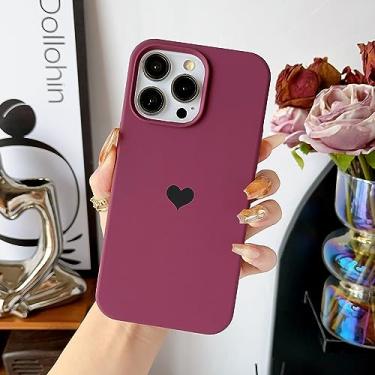 Imagem de Jmltech Capa para iPhone 14 Pro Max de silicone para mulheres meninas coração com forro de microfibra macio anti-arranhões capa protetora de telefone para iPhone 14 Pro Max rosa (vinho vermelho)