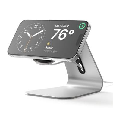 Imagem de elago Suporte de carregamento MS4 compatível com carregador MagSafe, suporte de alumínio compatível com iPhone 16/15/14/13/12 Series, compatível com modo de espera iOS17 (cabo não incluído) (prata)