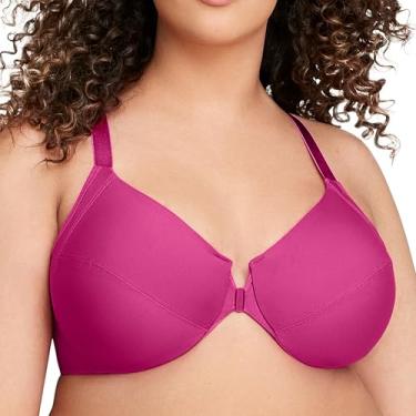 Imagem de Glamorise Sutiã feminino plus size com fecho frontal Wonderwire com aro #1247, Baga, 40C