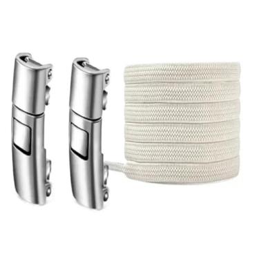 Imagem de Press Lock Shoelaces Without Ties Elastic Laces Sneaker 8MM Widened Flat No Tie Shoe Laces Kids Adult Shoelace For Shoes(Beige)