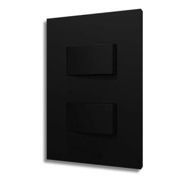 Imagem de Interruptor Recta Satin 2 Tecla Simples Distanciados com Placa Black -