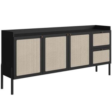 Imagem de Aparador Buffet Para Sala de Jantar 183cm Pés Madeira Moss A03 Nero Pr