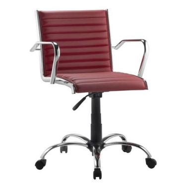 Imagem de Cadeira Escritório Giratória Vermelha Diretor Alezzi Cromada