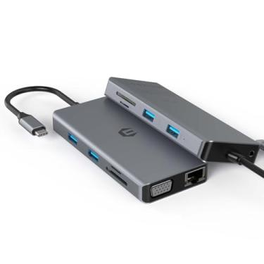 Imagem de Hub USB C, adaptador iTOTU 11 em 1 com Ethernet, 4K USB C para HDMI, VGA, 2 USB3.0 2 USB2.0, leitor de cartão micro SD/TF, microfone/áudio, USB-C Pd 3.0, compatível com dispositivos tipo C, DC15