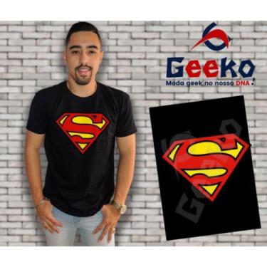 Imagem de Camiseta Superman Super Homem Geeko, Preto gola careca, M
