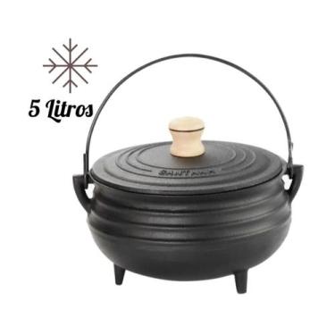 Imagem de Caldeirão Panela Tripé Ferro Com Tampa 5 Litros Postagem Rápida - Sant